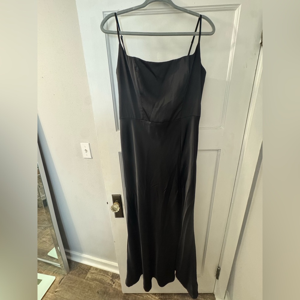 Birdy Grey Black Satin Slip Dress